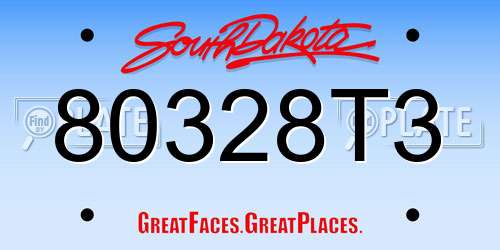 80328T3 South Dakota License Plate