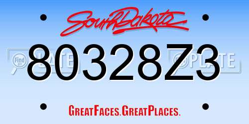 80328Z3 South Dakota License Plate