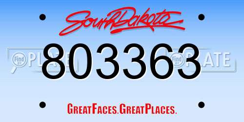 803363 South Dakota License Plate