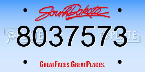 8037573 South Dakota License Plate