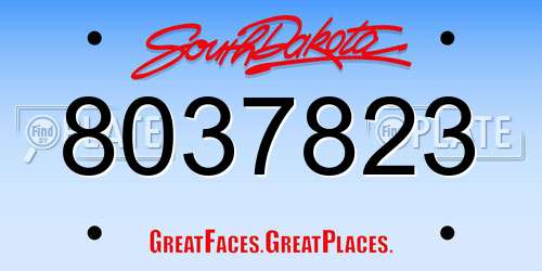 8037823 South Dakota License Plate
