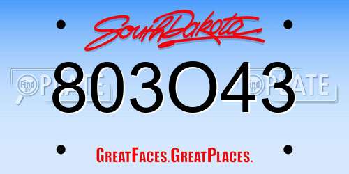 803O43 South Dakota License Plate
