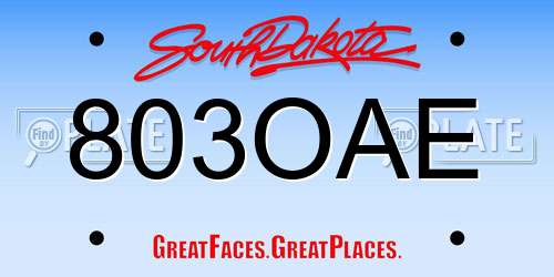 803OAE South Dakota License Plate