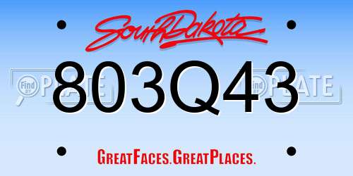 803Q43 South Dakota License Plate