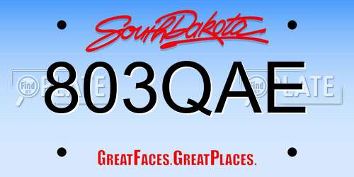 803QAE South Dakota License Plate