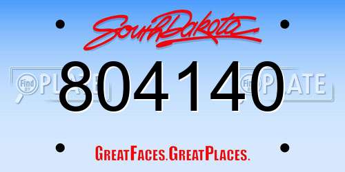 804140 South Dakota License Plate