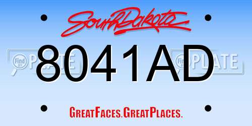8041AD South Dakota License Plate