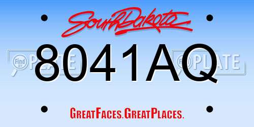 8041AQ South Dakota License Plate