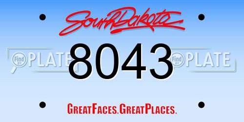 8043 South Dakota License Plate