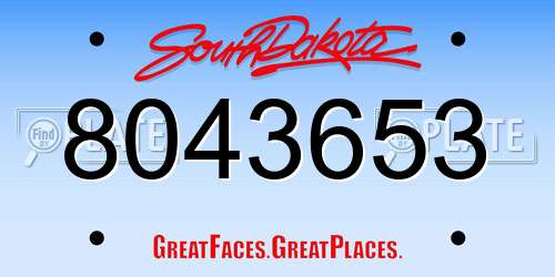 8043653 South Dakota License Plate