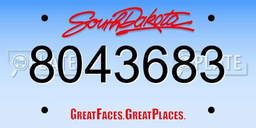 8043683 South Dakota License Plate