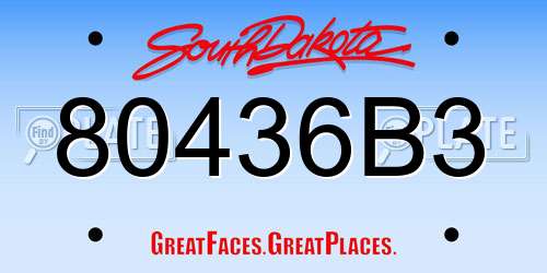 80436B3 South Dakota License Plate