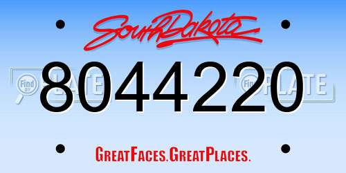 8044220 South Dakota License Plate