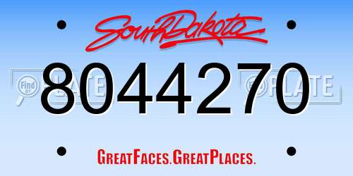 8044270 South Dakota License Plate