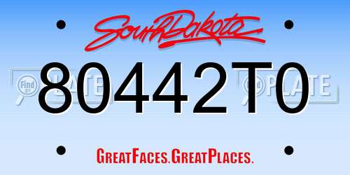 80442T0 South Dakota License Plate