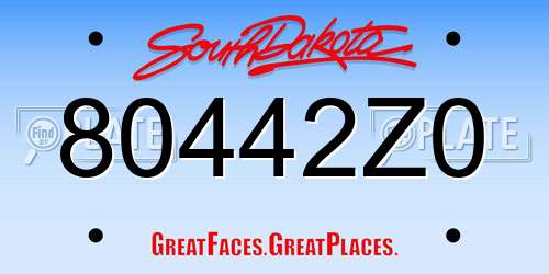 80442Z0 South Dakota License Plate