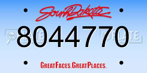 8044770 South Dakota License Plate