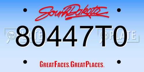 80447T0 South Dakota License Plate