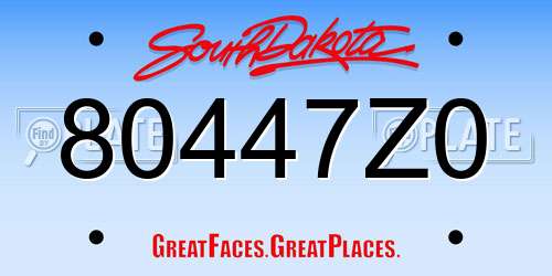 80447Z0 South Dakota License Plate
