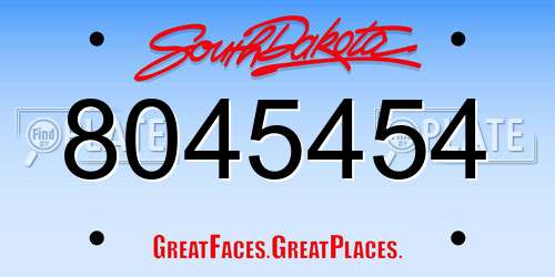 8045454 South Dakota License Plate
