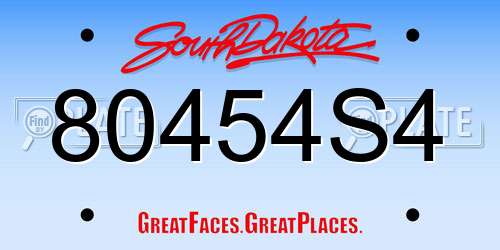 80454S4 South Dakota License Plate