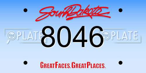 8046 South Dakota License Plate