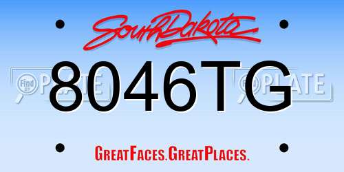 8046TG South Dakota License Plate