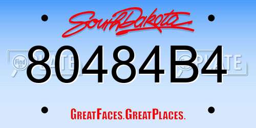 80484B4 South Dakota License Plate