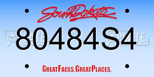 80484S4 South Dakota License Plate