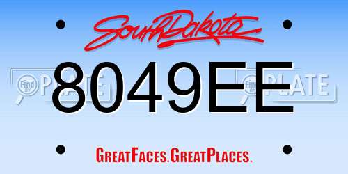 8049EE South Dakota License Plate
