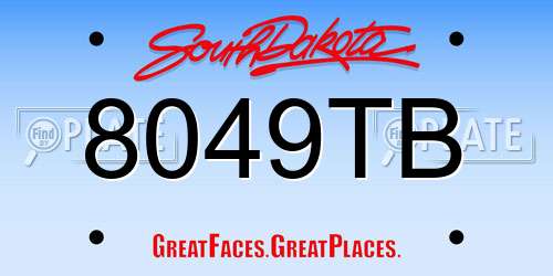 8049TB South Dakota License Plate