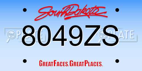 8049ZS South Dakota License Plate