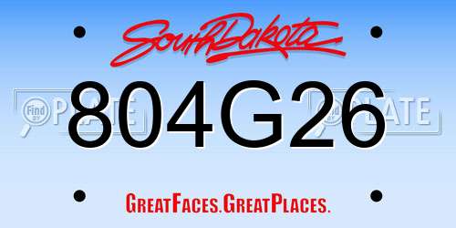 804G26 South Dakota License Plate