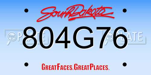 804G76 South Dakota License Plate
