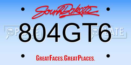 804GT6 South Dakota License Plate