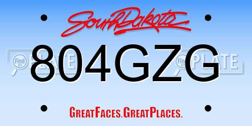 804GZG South Dakota License Plate