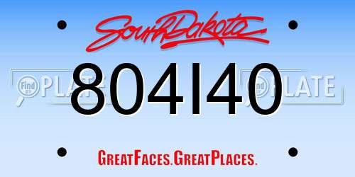 804I40 South Dakota License Plate