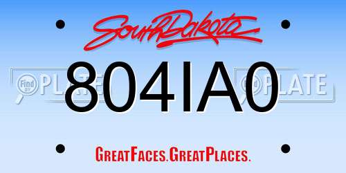 804IA0 South Dakota License Plate
