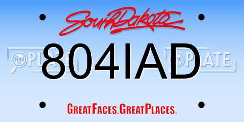 804IAD South Dakota License Plate