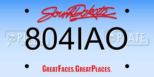 804IAO South Dakota License Plate