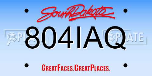 804IAQ South Dakota License Plate