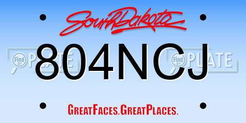 804NCJ South Dakota License Plate