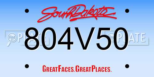 804V50 South Dakota License Plate