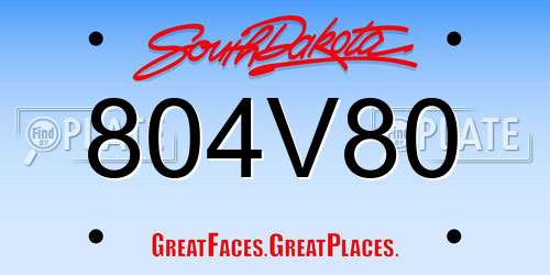 804V80 South Dakota License Plate
