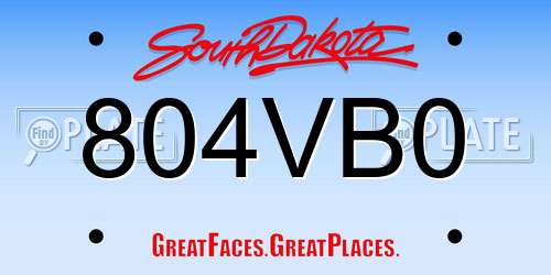 804VB0 South Dakota License Plate