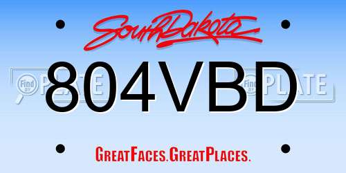 804VBD South Dakota License Plate