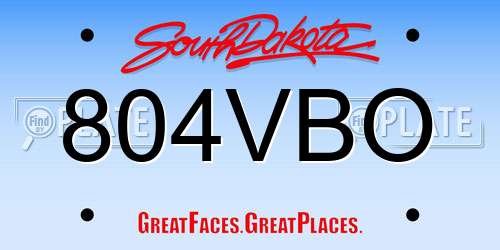 804VBO South Dakota License Plate