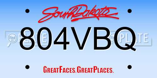 804VBQ South Dakota License Plate