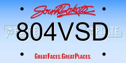 804VSD South Dakota License Plate