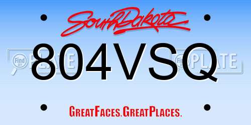 804VSQ South Dakota License Plate